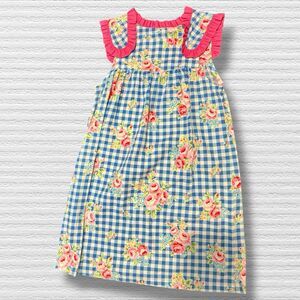Southern Sunshine Kids Floral Lulu Sundress Blue Checked Rose Size 4t